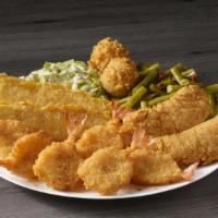 Supreme Sampler · Two pieces of our famous batter dipped fish, two chicken tenders, and six butterfly shrimp. ...