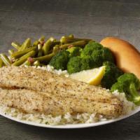 Lemon Pepper White Fish Meal · A fillet of our tender and flaky white fish, seasoned with pepper and tangy lemon. Served on...