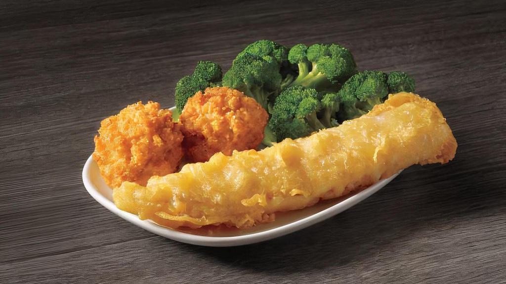 Kid'S Batter Dipped Fish Meal · One piece of our famous batter dipped fish served with a choice of side, drink, and 3D Fun Pack.