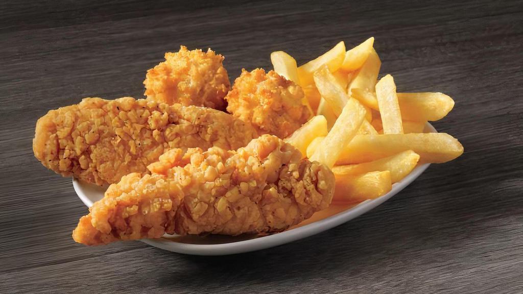Kid'S Chicken Tenders Meal · Two seasoned and breaded chicken tenders, with a choice of side, drink, and 3D Fun Pack.