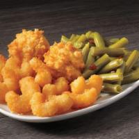 Kid'S Popcorn Shrimp Meal · A plentiful portion of tender, breaded bite-sized shrimp with a choice of side, drink, and 3...