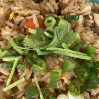 Fried Rice · Stir fried with egg, onions, tomatoes and scallions.