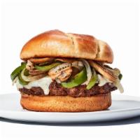Smothered Burger · One 1/4 pound patty topped with sauteed mushrooms, onions & peppers and smothered in melted ...