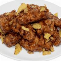 Bbq Chile Crunch · 10 Wings tossed in bourbon BBQ sauce & topped with crispy jalapeños