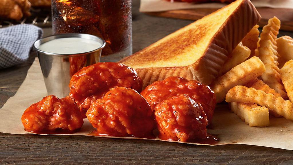 Boneless Wings Meal · All the flavor, none of the obstructions. Five of our tender, tasty Boneless Wings tossed in your choice of sauce. Complete with Texas Toast, and Ranch Sauce, served with Crinkle Fries, and a small sized Coca-Cola Freestyle® drink, over 100 refreshing choices available in-store. (1000-1450 Cal)