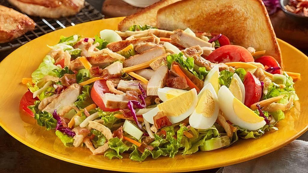 The Cobb Zalad® - Fried · Mixed greens, red cabbage and carrots topped with Chicken Fingerz™, Roma tomatoes, cucumbers, bacon, hard-boiled egg, fried onions, cheddar and Jack cheeses with Texas Toast (820 Cal). Try it today with Lite Ranch Dressing (90 cal per packet).