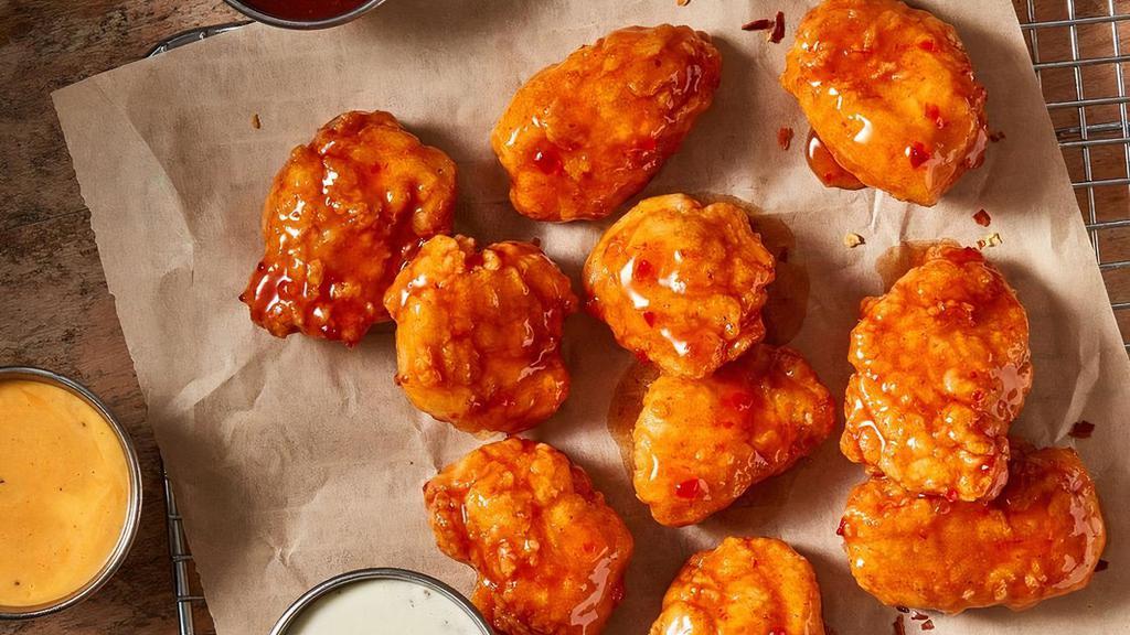 Boneless Wings - 10 · All the flavor, none of the obstructions. Our tender, tasty Boneless Wings, served with Ranch Sauce, tossed in the sauce of your choice. (850-1030 Cal)