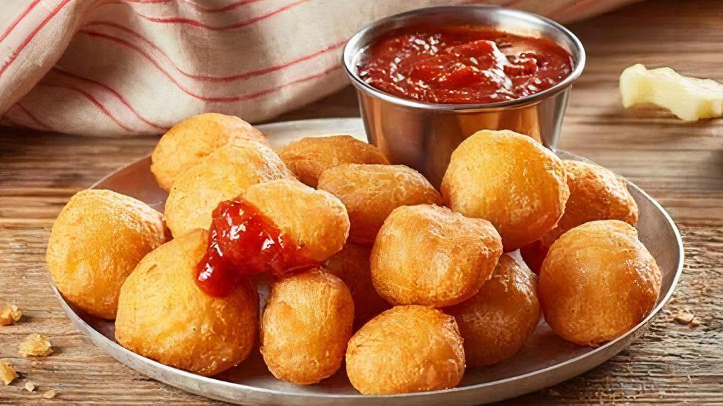Fried White Cheddar Bites · Batter-fried white cheddar cheese pieces with marinara dipping sauce. Bite-sized gooey, cheesy goodness? Yes, please! (790 Cal)