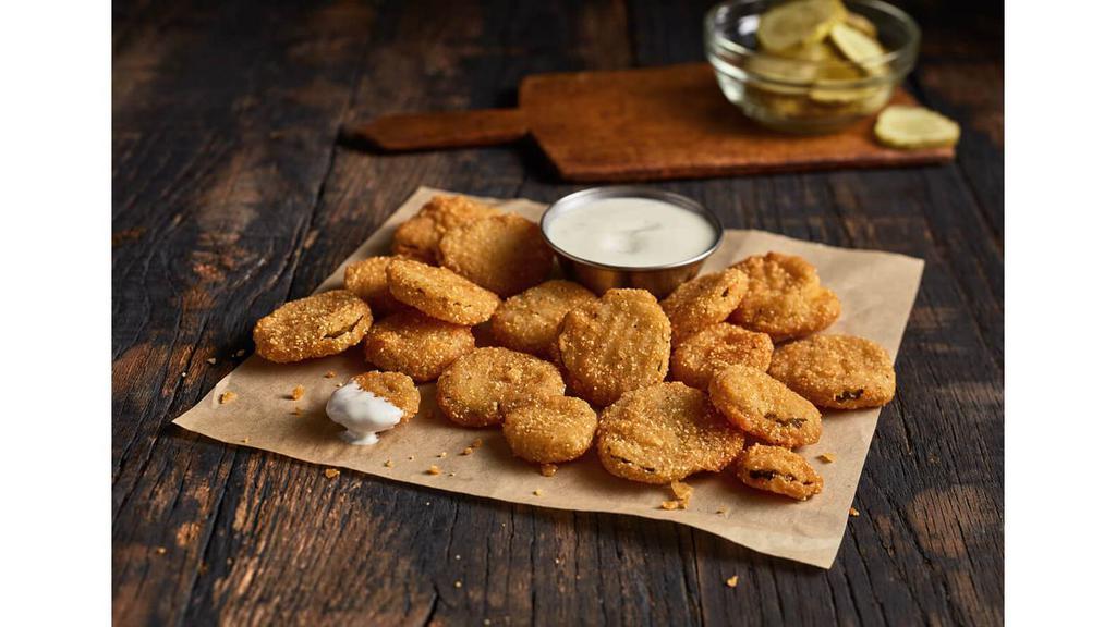 Fried Pickles · Stuck in a snack pickle? Our Fried Pickles are lightly breaded and fried to golden brown perfection and served with creamy Ranch sauce. Try them before they’re gone, or you’ll be in a real pickle.