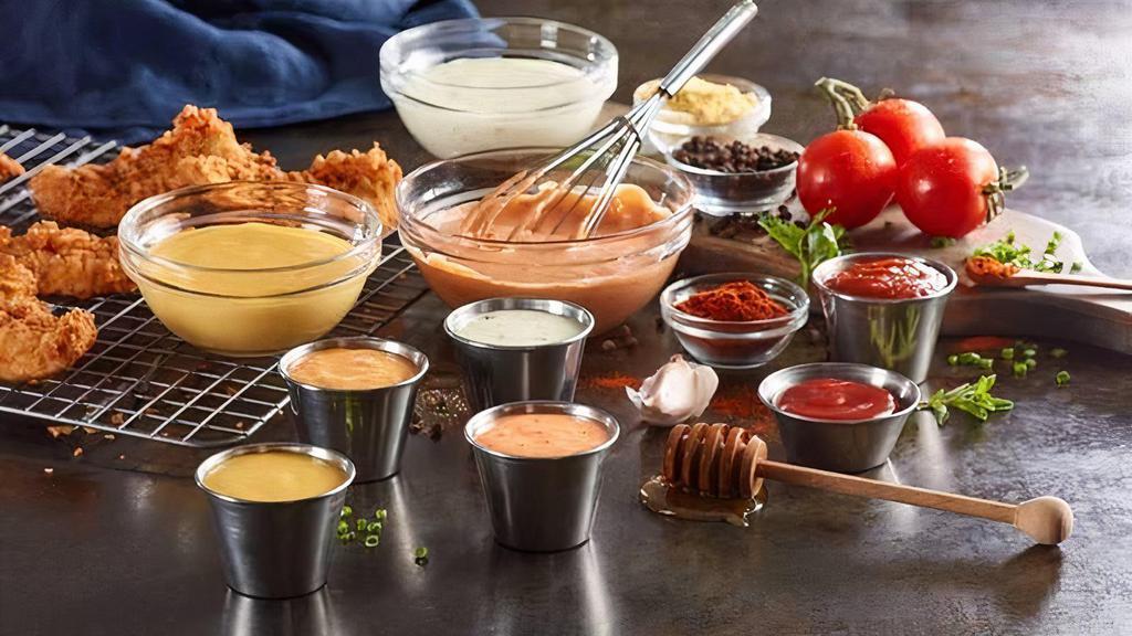Extra Sauces · If you're going to dip, dip like you mean it. Choose from our 15 dipping sauces to add some extra flavor to your meal.