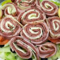 Antipasto Salad · Ham, capicola, salami, mozzarella cheese, lettuce, tomatoes, onions, cucumbers, black olives...