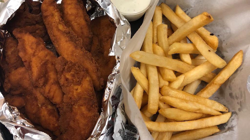 Chicken Tenders With Fries · Two pieces.