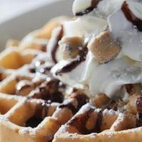 Cookie Dough Waffle  · Freshly-baked cookie dough Belgian waffle topped with even more cookied dough, fresh whipped...
