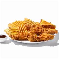 4Pc Tenders & Fries · Hand-battered and breaded tenders with choice of sauce/dry rub for dipping, fries.