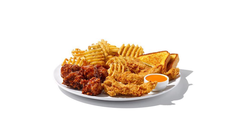 Tenders And Boneless Wings Combo · Hand-battered and breaded tenders (3) with boneless wings (5) served with choice of sauce/dry rub, fries.