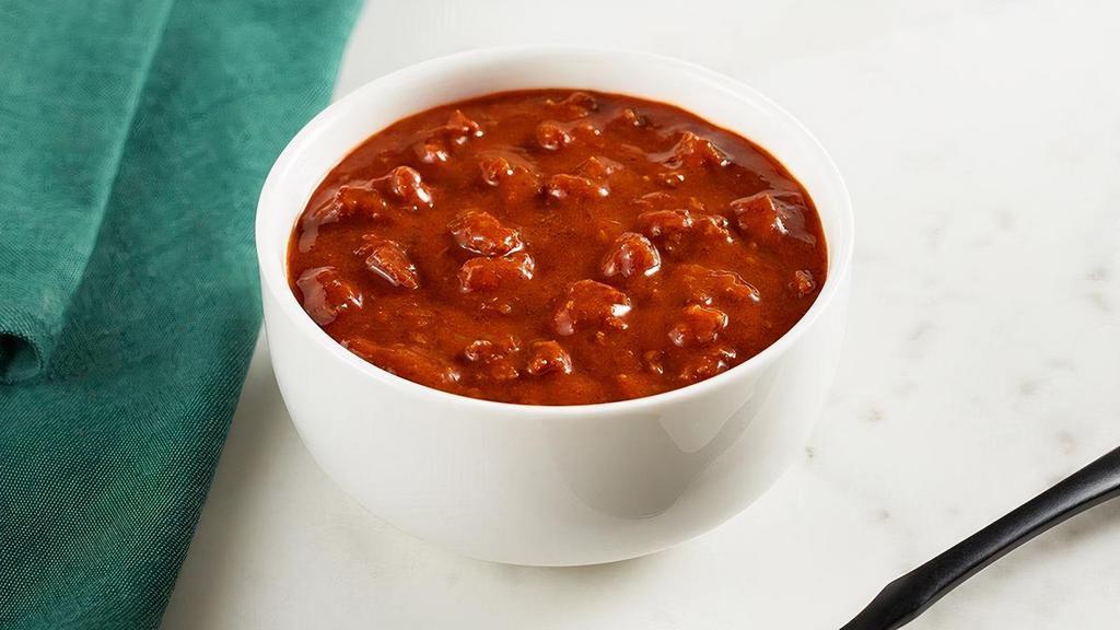 Chili · Filled with beef, beef and more beef to give it a hearty flavor that will warm your heart.