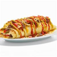 New! Cheeseburger Omelette · Black Angus Beef, American cheese, Jack & Cheddar cheeses, onions, diced tomatoes, pickle ch...