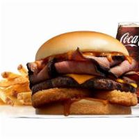 Primal Angus Thickburger Combo · 100%  Black Angus beef patty, charbroiled over an open flame and topped with tender slow coo...