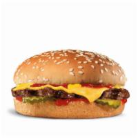 Small Cheeseburger · Charbroiled all-beef patty topped with American cheese, dill pickles, ketchup and mustard on...