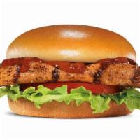 Bbq Grilled Chicken Sandwich · A charbroiled chicken breast, BBQ Sauce, tomato and lettuce, served on a potato bun.