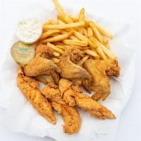 Combo #8: Wings & Tenders · 3pcs Whole Wings, 3 tenders, coleslaw and fries,