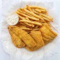Flounder Dinner · 3 pcs flounder, coleslaw and fries,
