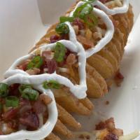 Loaded · Top with cheese, bacon, sour cream and green onion