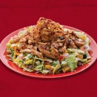 Bbq Salad · Mixed greens, grilled corn, tomato, cucumber, diced red onion and shredded Cheddar tossed wi...