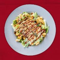 Smokin Caesar Salad · Chopped Romaine topped with croutons and shredded Parmesan, served with Caesar dressing and ...
