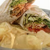 Grilled Chicken Wrap · Grilled chicken breast, bacon,. pepper jack cheese, spinach, tomato,. flour tortilla, chips,...