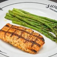 Atlantic Salmon · Simply grilled to perfection. Served with a side & your choice of dinner Caesar salad, dinne...