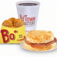 Country Ham Biscuit Combo · Country ham on a made-from-scratch buttermilk biscuit, served with Bo-Tato Rounds®, coffee o...