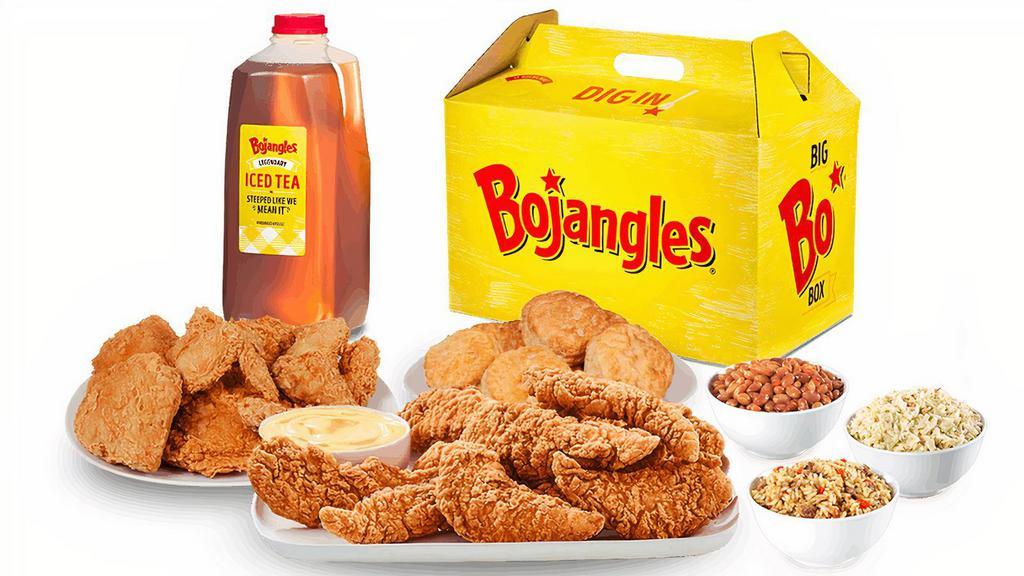 20Pc 8 Chicken & 12Pc Bo'S Chicken Tenders Meal - 10:30Am To Close · 8 pieces of perfectly seasoned chicken, 12 whole-breast hand-breaded chicken tenderloins made with bold flavor, 3 fixin’s, made-from-scratch biscuits and 1/2 gallon of tea..