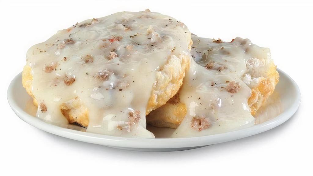 Southern Gravy Biscuit · Hot, open-faced, made-from-scratch buttermilk biscuit topped with delicious, country style sausage gravy..