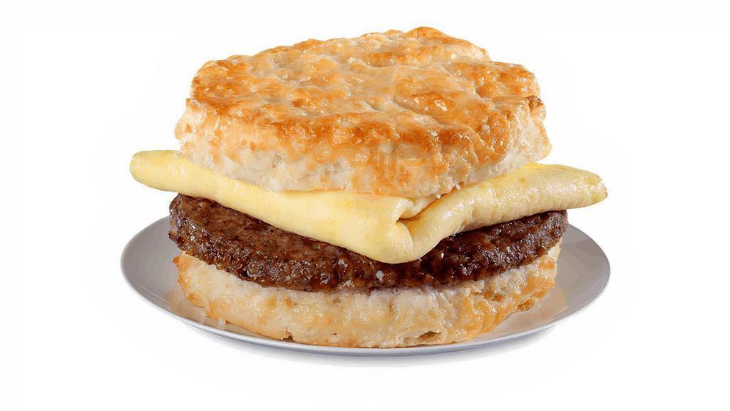 Sausage & Egg Biscuit · Eggs and country style sausage on a made-from-scratch buttermilk biscuit..