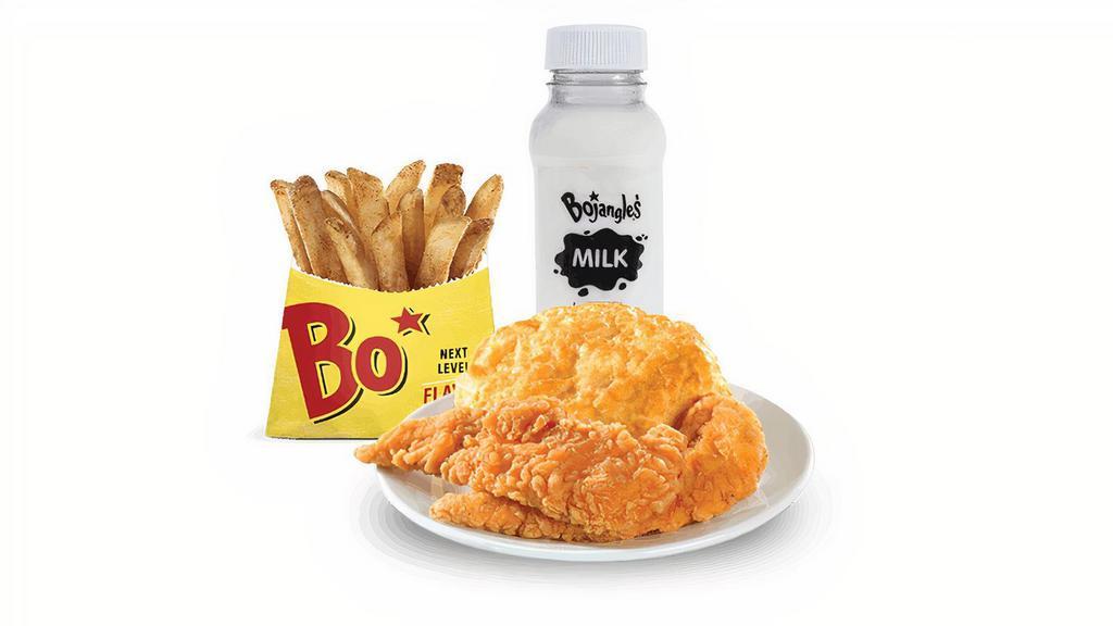 2Pc Supremes Tenders Kids' Meal - 10:30Am To Close · 2 Chicken breast tenderloins made with bold flavor and served with a made-from-scratch biscuit, a fixin’, and a milk..