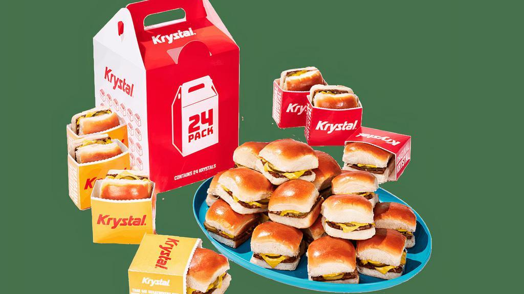 Steamer Pack - 24 Krystals Combo · Feed a crowd with the Steamer Pack Combo. Two dozen Krystals packed neatly into our signature 24-pack box, PLUS 2 medium fries or tots and 2 medium drinks. Sharing is recommended, though not technically required..