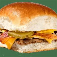 Bacon Cheese Krystal · Layered with crispy bacon and smooth, melted American cheese, this 100% USDA beef patty is t...