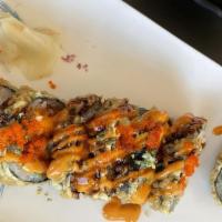 Godzila Roll · Fresh tuna, salmon, white fish, cheese and crab meat inside: eel sauce, spicy mayo and scall...