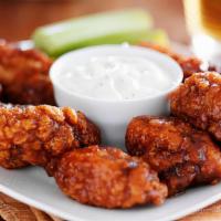 10 Pc Wings · Crispy fried unbreaded chicken wings or drumsticks tossed in flavor of your choice.