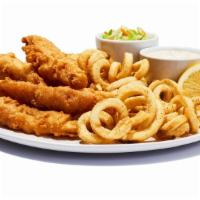 Fish & Chips · Battered cod served with coleslaw choice of fries and tartar sauce. 1590 cal