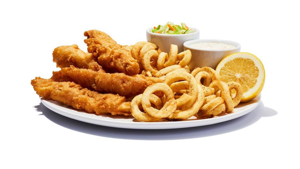 Fish & Chips · Battered and fried to crispy perfection. Served with your choice of fries and tartar sauce.. 1220-1290 cal