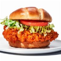 Buffalo Chicken Sandwich · When you crave wings, but only a sandwich will do. Hey, it happens. Hand-breaded chicken bre...
