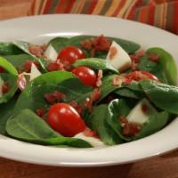 Fresh Spinach Salad Large · Fresh spinach with fresh mozzarella, bacon & tomatoes.