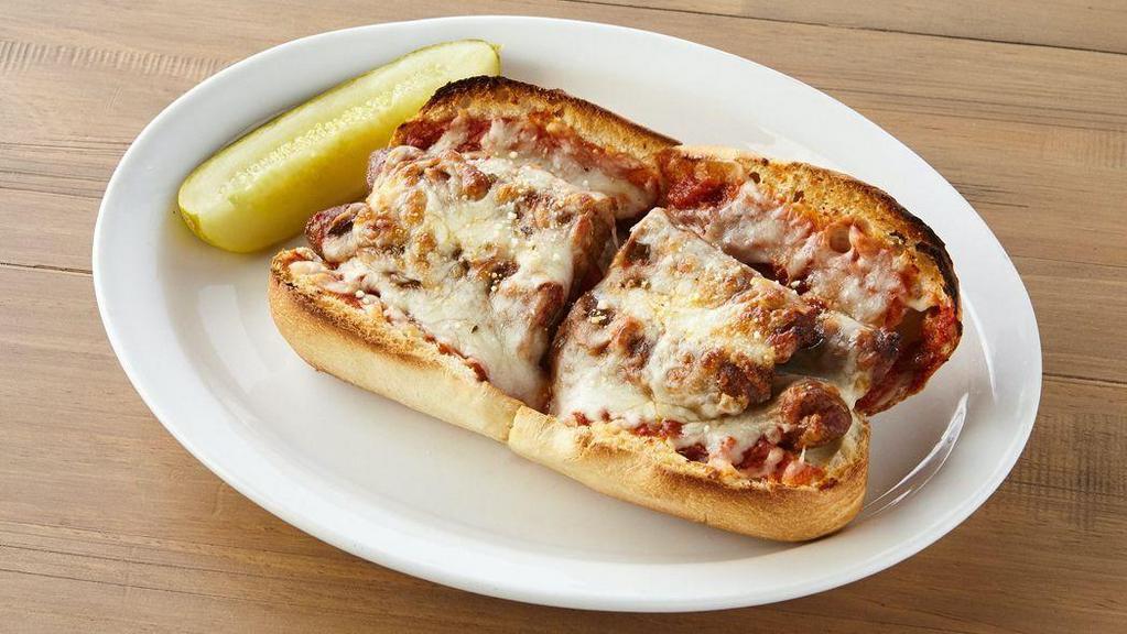 Italian Sausage Parmigiana Sub via Johnny's New York Style Pizza