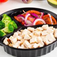 Chopped Chicken Breast Platter (Small) · Freshly grilled chopped chicken breast served on a platter, with your choice of 2 small home...