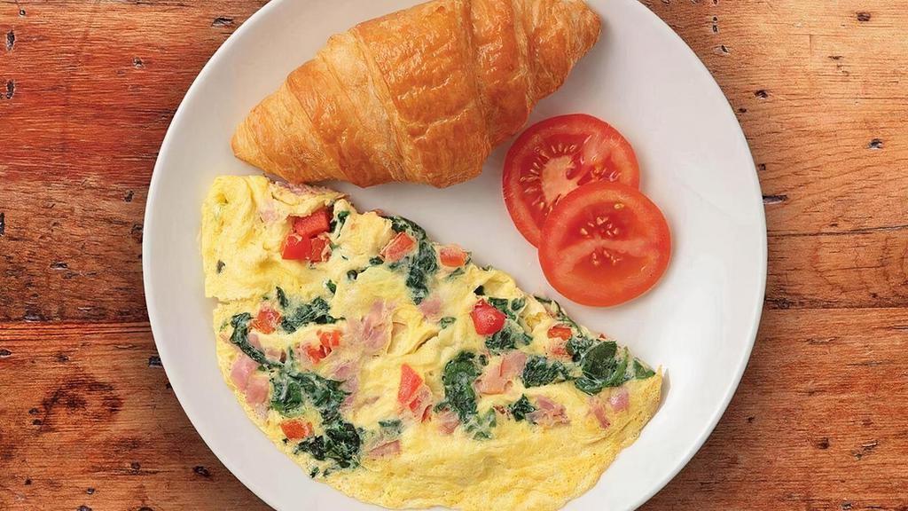 Custom Omelette · Make it yours with any 3 fresh ingredients. Served with a freshly-baked butter croissant.