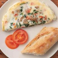 Egg White Omelette · Make it yours with any three fresh ingredients. Made with egg whites and served with a bague...