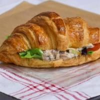 Chicken Salad Croissant · Chicken Salad served cold with crisp lettuce and tomatoes on a freshly-baked, flaky butter c...