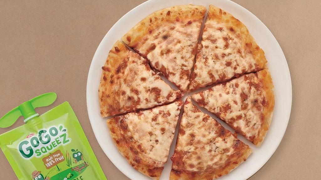 Kids Cheese Pizza · Served with Gogo squeeZ® Applesauce.  Served with your choice of Horizon milk or Honest Kid's Apple Juice.